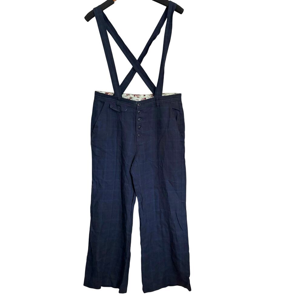 Sundance Suspender Pants Linen Blend Relaxed Sz 12 Petite NWOT Western Festival